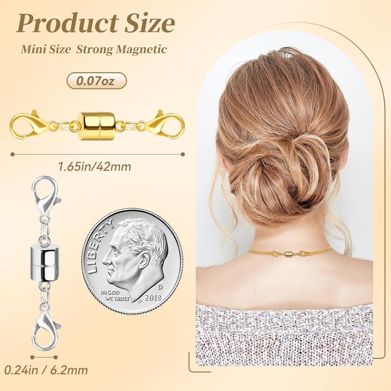 SUTQIGUI Magnetic Necklace Clasp and Closures with Double Lobster Clasp, 14K Gold and Silver Necklace Extenders for Women Magnetic Jewelry Clasps for Necklaces, Bracelet Necklace Extender(6PCS) - Image 2